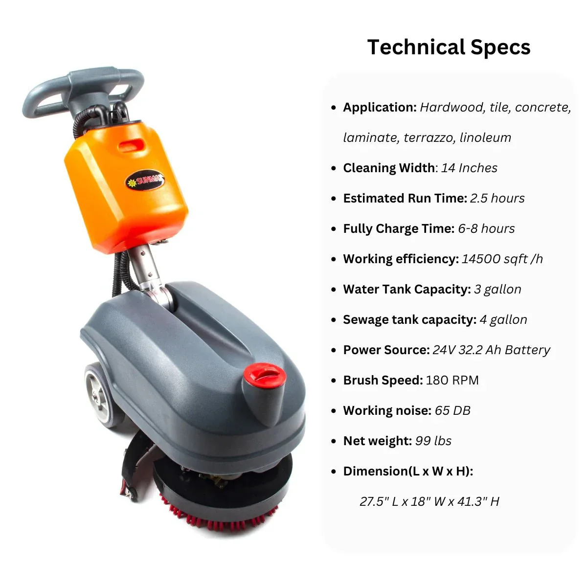 RT15 14" Commercial Compact Floor Scrubber - Image 5